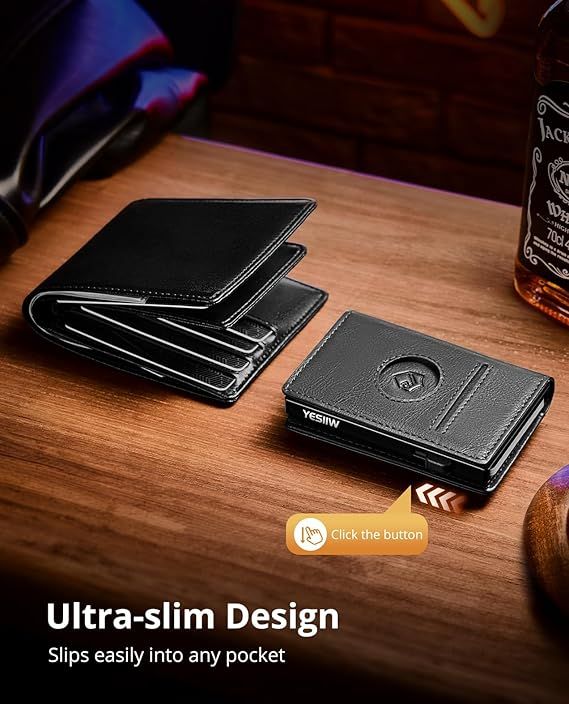 YESIIW Billeteras para Hombre, Airtag Carteras