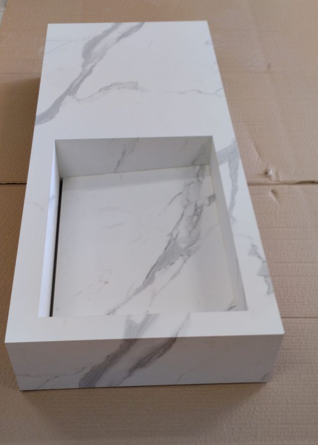 Encimera Lavabo HPL Mármol Blanco