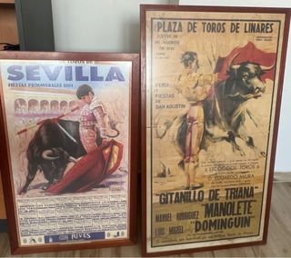 2 Cuadros Toros Vintage