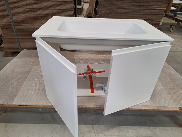 Mueble De Baño Blanco 2 Puertas Con Lavabo