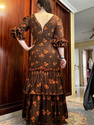 Traje Flamenca marrón-naranja