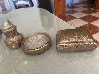 Juego cenicero, mechero y joyero vintage