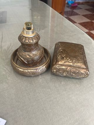 Juego cenicero, mechero y joyero vintage