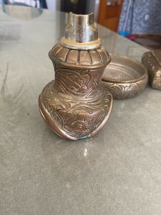 Juego cenicero, mechero y joyero vintage