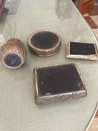 Juego cenicero, mechero y joyero vintage