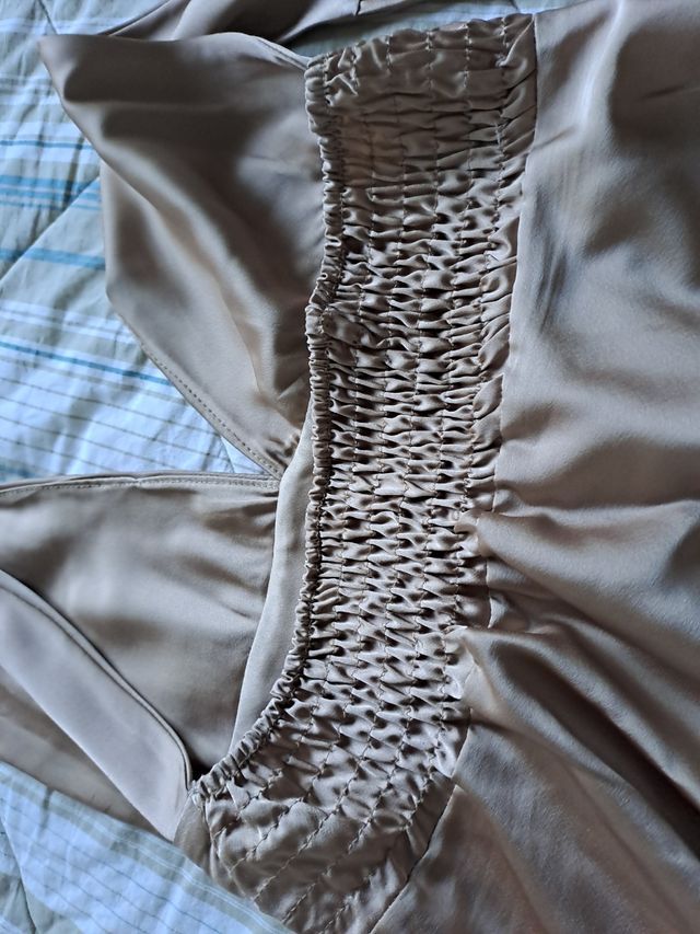 Vestito lungo raso beige donna