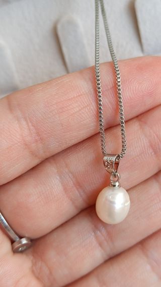 Collar plata Colgante perla natural y cadena