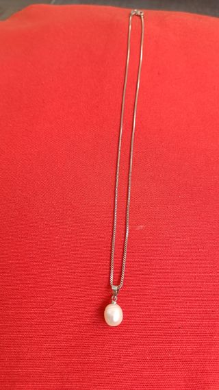 Collar plata Colgante perla natural y cadena