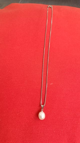 Collar plata Colgante perla natural y cadena