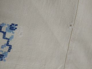 Sábanas lino azul y blanco artesanales