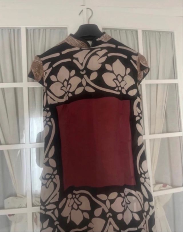 Vestido seda verano - rojo y negro