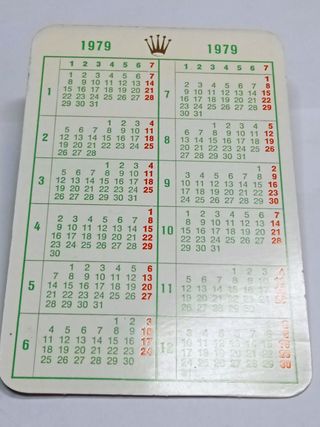 Rolex 1979.  Calendario de bolsillo