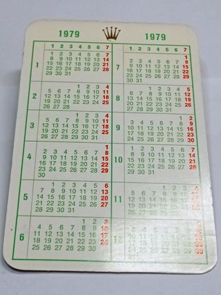 Rolex 1979.  Calendario de bolsillo