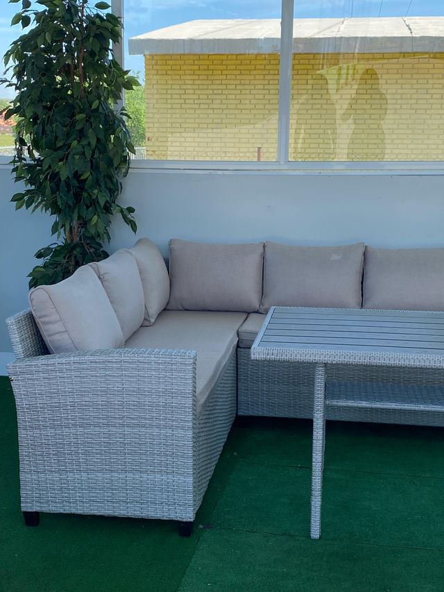 Conjunto de jardín rinconera gris OFERTA!
