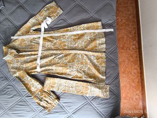 Vestido Almatrichi verde envejecido y dorado 44