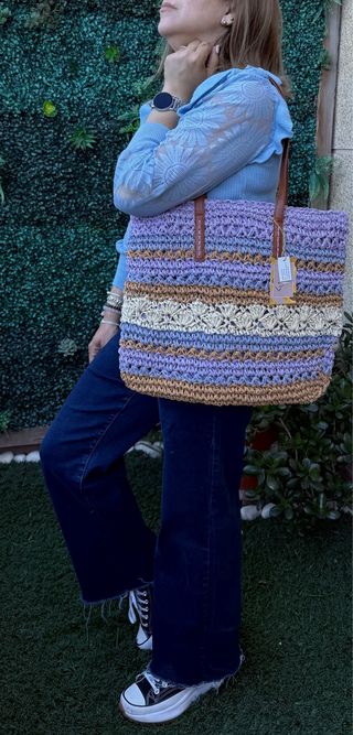 Bolso hombro de rafia yute multiusos