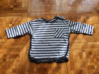 Conjunto bebé Peto vaquero prenatal + jersey rayas