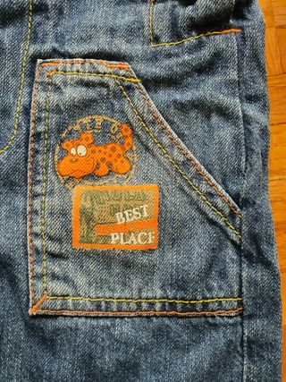 Conjunto bebé Peto vaquero prenatal + jersey rayas