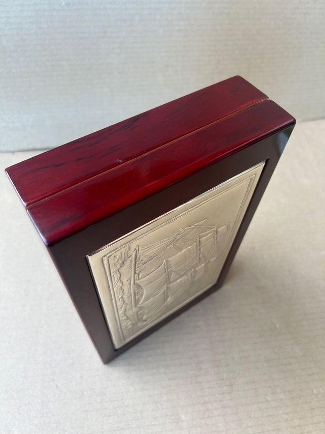Scatola vintage Veliero legno argento