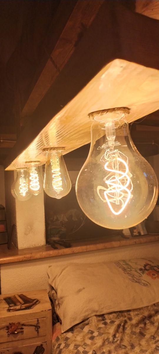 Lampada legno rustica - 4 luci