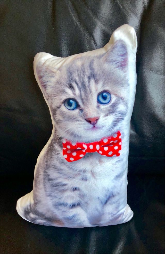 Cojín gato con pajarita