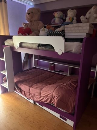 Cama litera infantil o juvenil  morada de 1.05 cm
