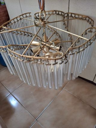 Lampara techo vintage dorada,