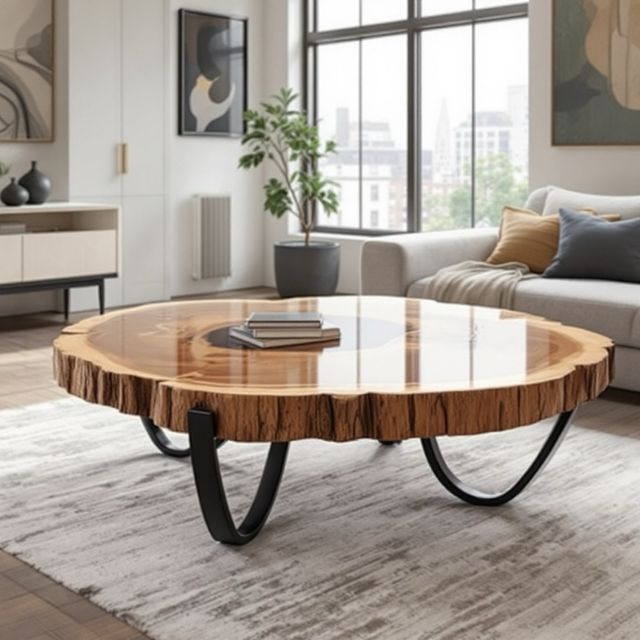 Mesa centro madera tronco | Estilo rústico
