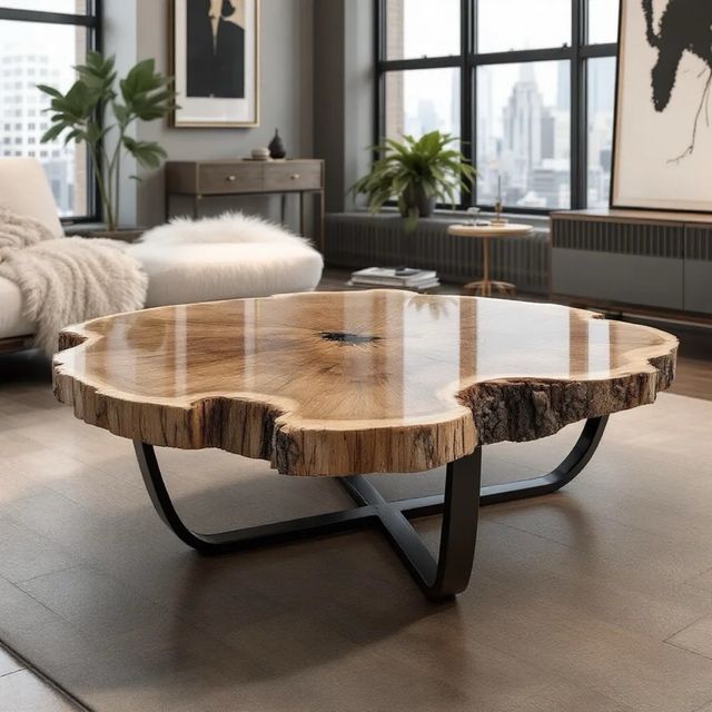 Mesa centro madera tronco | Estilo rústico