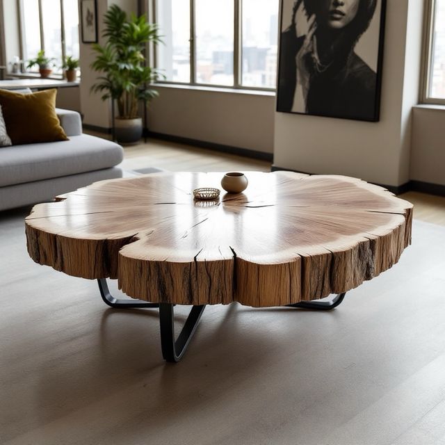 Mesa centro madera tronco | Estilo rústico