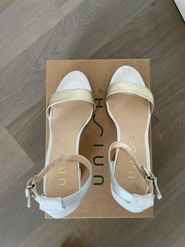 Sandali Unisa Pelle Oro/Bianco 39
