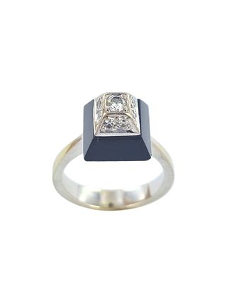 Anillo Art-decó oro 18k - Ónix Diamantes