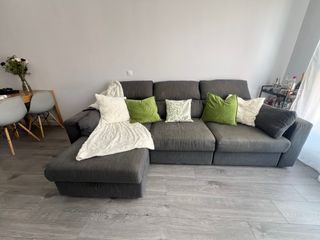 Sofá cama chaiselonge gris - 3 plazas