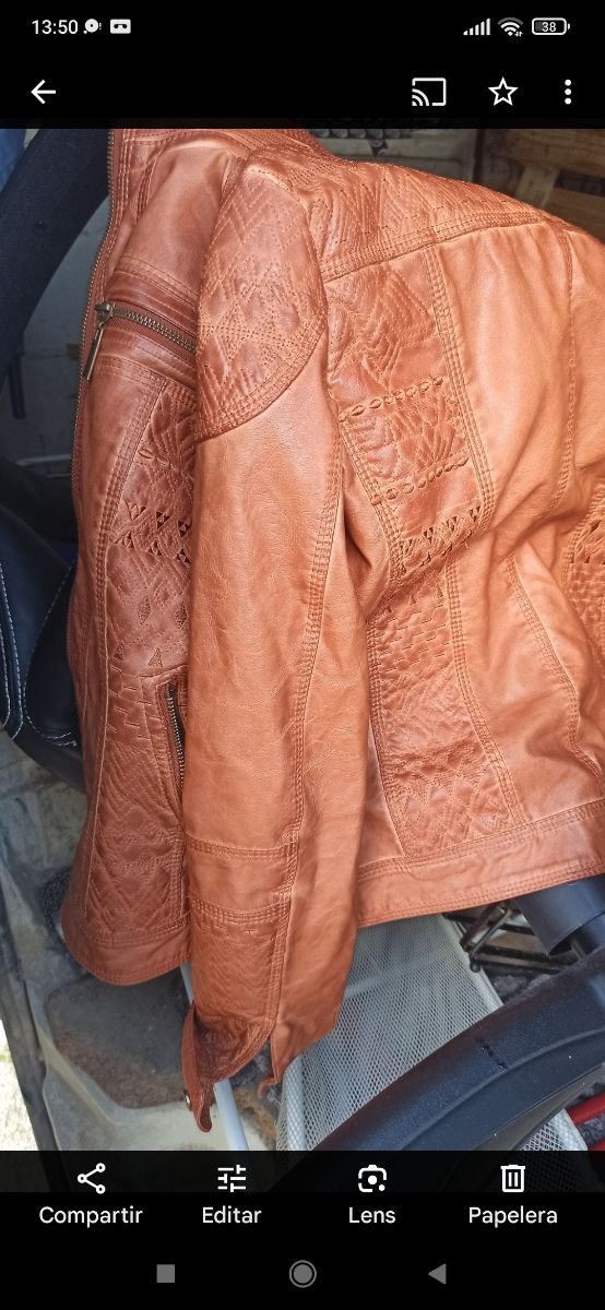 Chaqueta piel Koroshi marrón