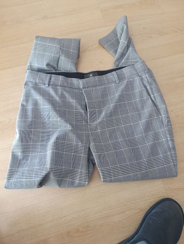 Pantalón cuadros gris-negro,