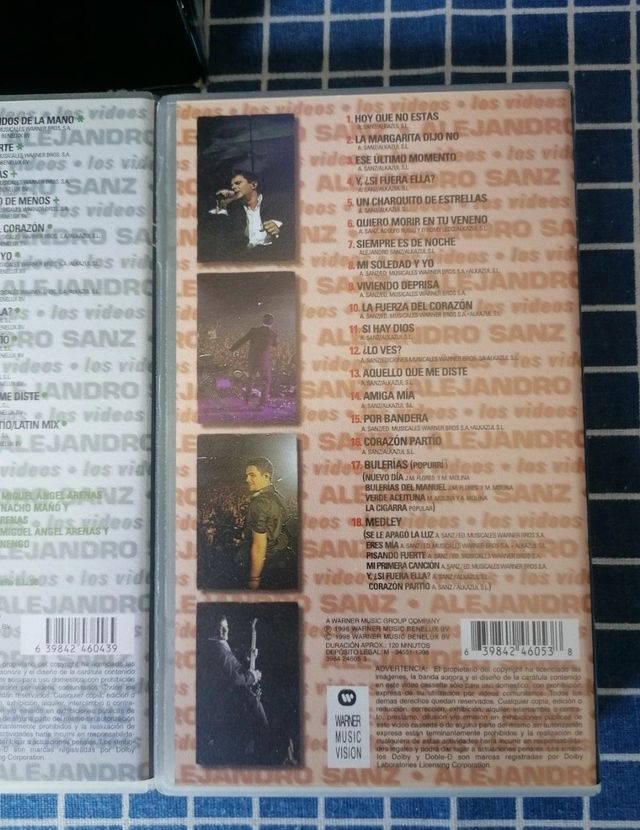 3 VHS ALEJANDRO SANZ ORIGINALES