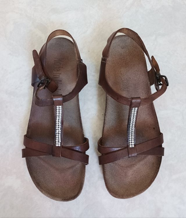 Sandali in pelle e strass