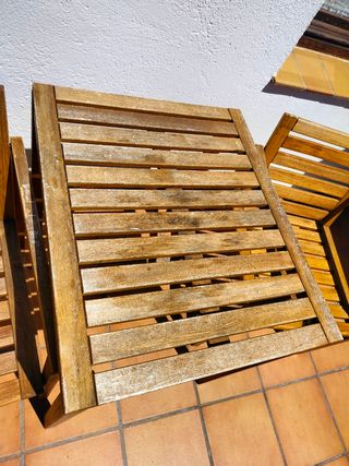 Mesa y 2 sillas jardín - Madera