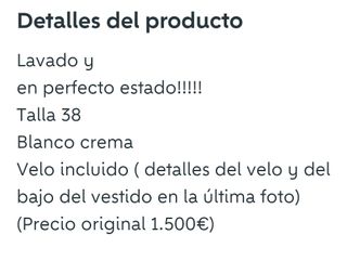 Vestido novia blanco crema