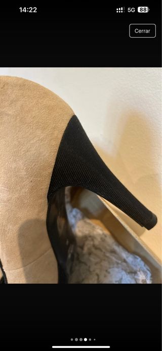 Zapatos altos de tacon ante crema-nude y negro