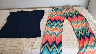 Conjunto blusa y pantalón multicolor