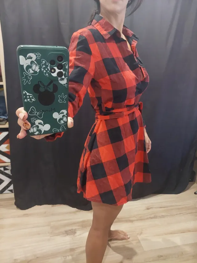 Vestido cuadros rojo-negro