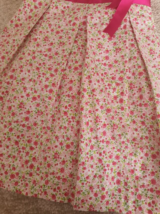 Vestido niña flores rosa blanco