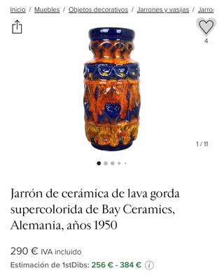 Jarrón Fat Lava años 50
