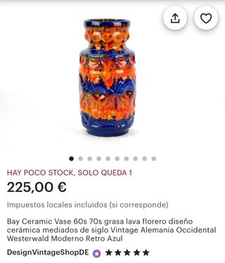 Jarrón Fat Lava años 50
