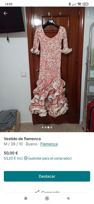Traje Flamenca Rojo-Blanco T.M