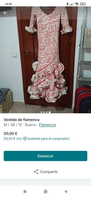 Traje Flamenca Rojo-Blanco T.M
