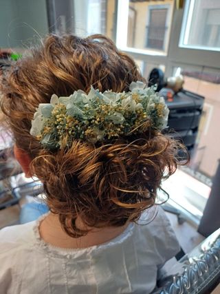 Tocado flores niña - azul, verde