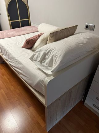 Cama nido 115x210 cm - Blanca y beige