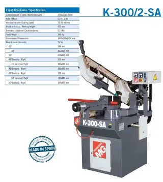 SIERRA DE CINTA PARA METALES MG SERIE K300 =======